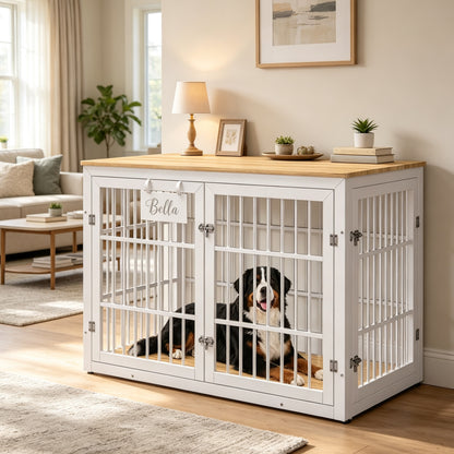 YODOLLA 46'' Dog Crate Furniture for XX-Large Dogs, White