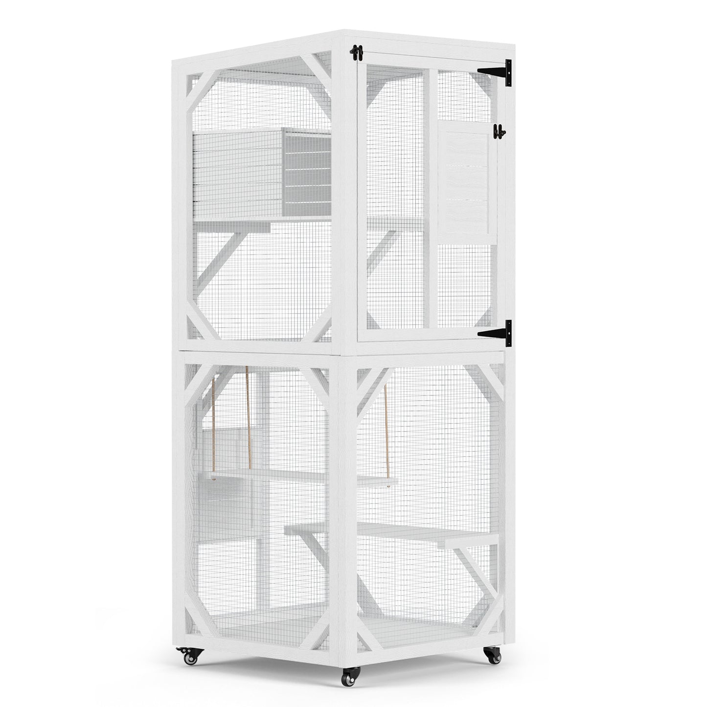 YODOLLA Outdoor Catio Enclosure with Hammock, Safe Play Space for Cats, White