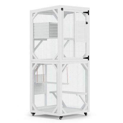 YODOLLA Outdoor Catio Enclosure with Hammock, Safe Play Space for Cats, White