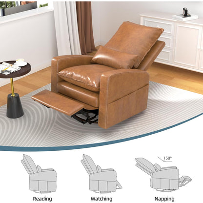 YODOLLA Rocking Chair Reclining Sofa Chair, Faux Leather Brown