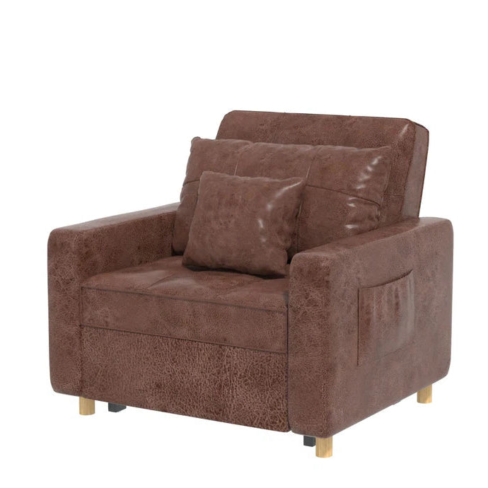 YODOLLA 36" Convertible Chair Bed, Saddle Brown