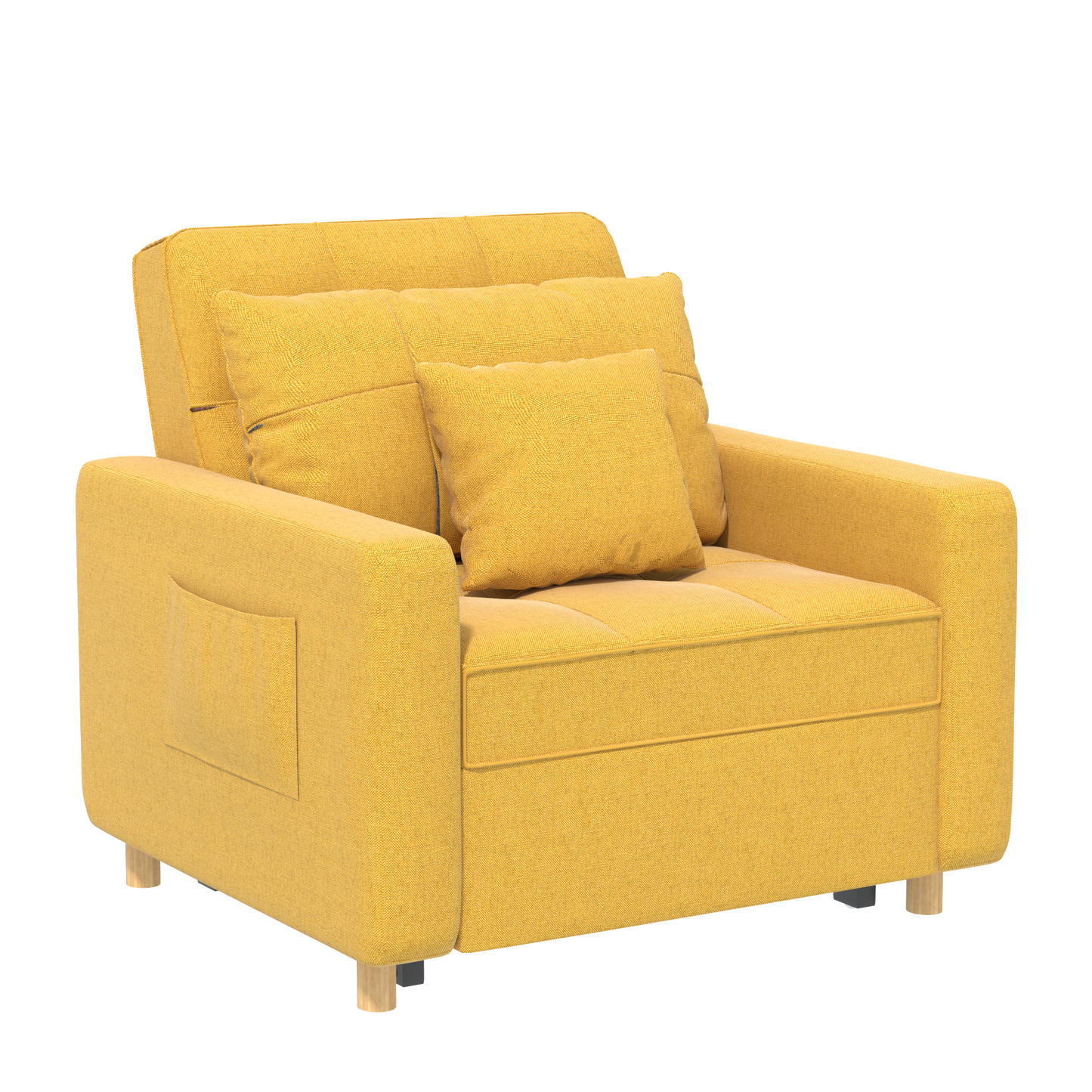 YODOLLA 36" Convertible Chair Bed, Yellow