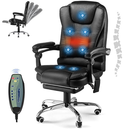 YODOLLA Ergonomic Office Chair with Heat&Massage, PU Leather Black