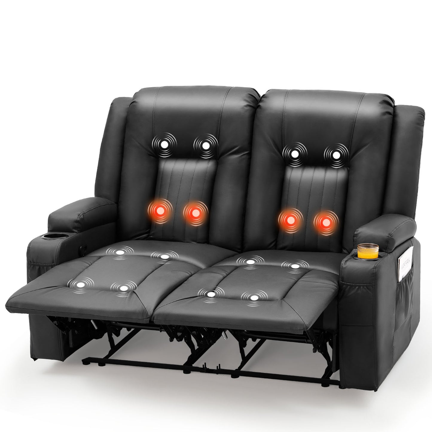 YODOLLA Double Recliner, Home Theater Seating, Black