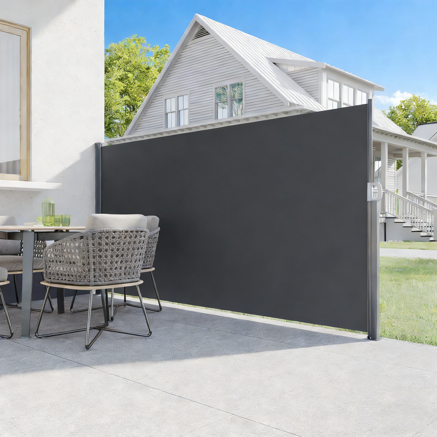 YODOLLA 118"x 71" Splashproof Retractable Side Awning, Dark Grey