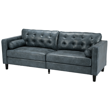 YODOLLA 84.2" 3-Seats Large Sofa Couch Couch, Faux Leather Blue