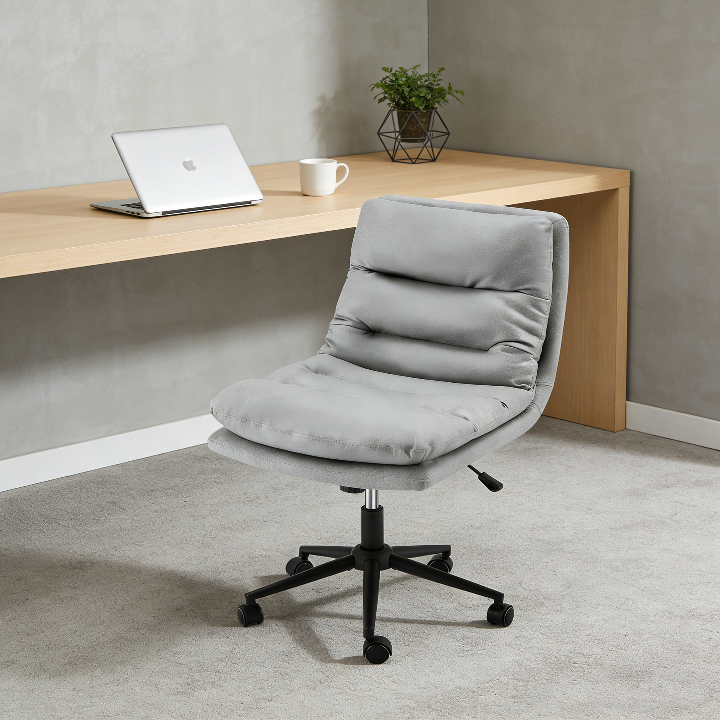 YODOLLA Office Chairs Swivel Desk Chair, Faux Leather Gray