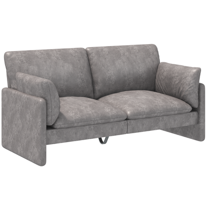 YODOLLA 68'' Modern Love Seat Sofa Couches, Faux Leather Gray