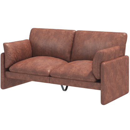 YODOLLA 68'' Modern Love Seat Sofa Couches, Faux Leather Brown