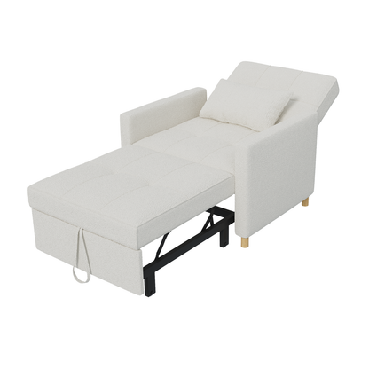 YODOLLA 3 in 1 Chair Bed Sleeper for Adults, Teddy White