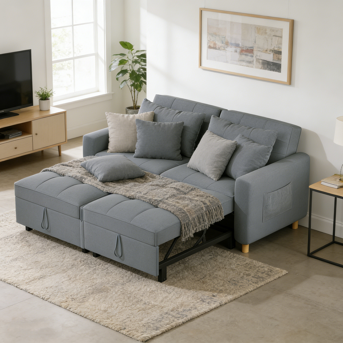 YODOLLA Comfortable 3-1 Convertible Sofa Bed, Dark Gray