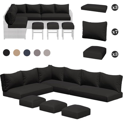 YODOLLA Memory Foam Cushions and Covers, Black