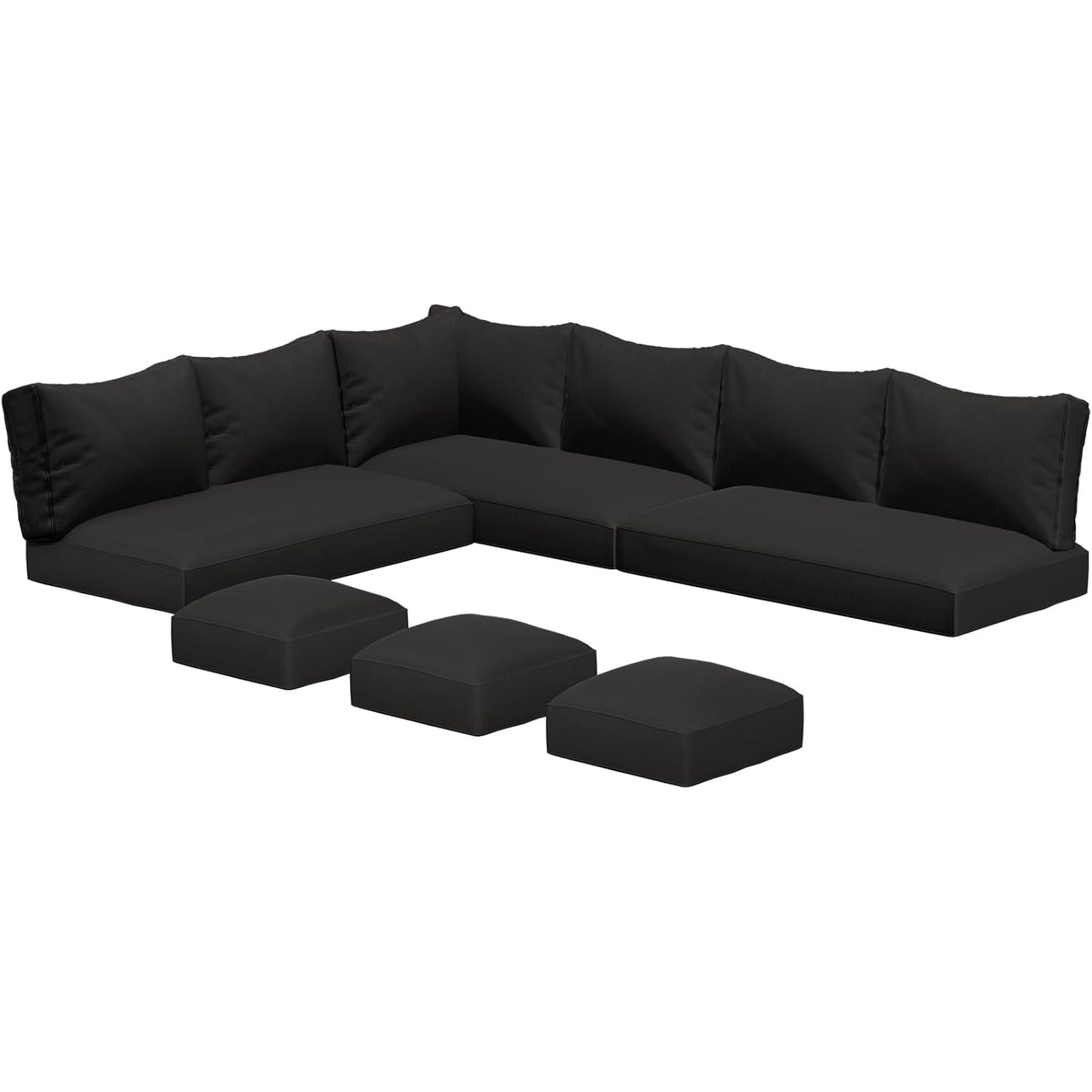 YODOLLA Memory Foam Cushions and Covers, Black