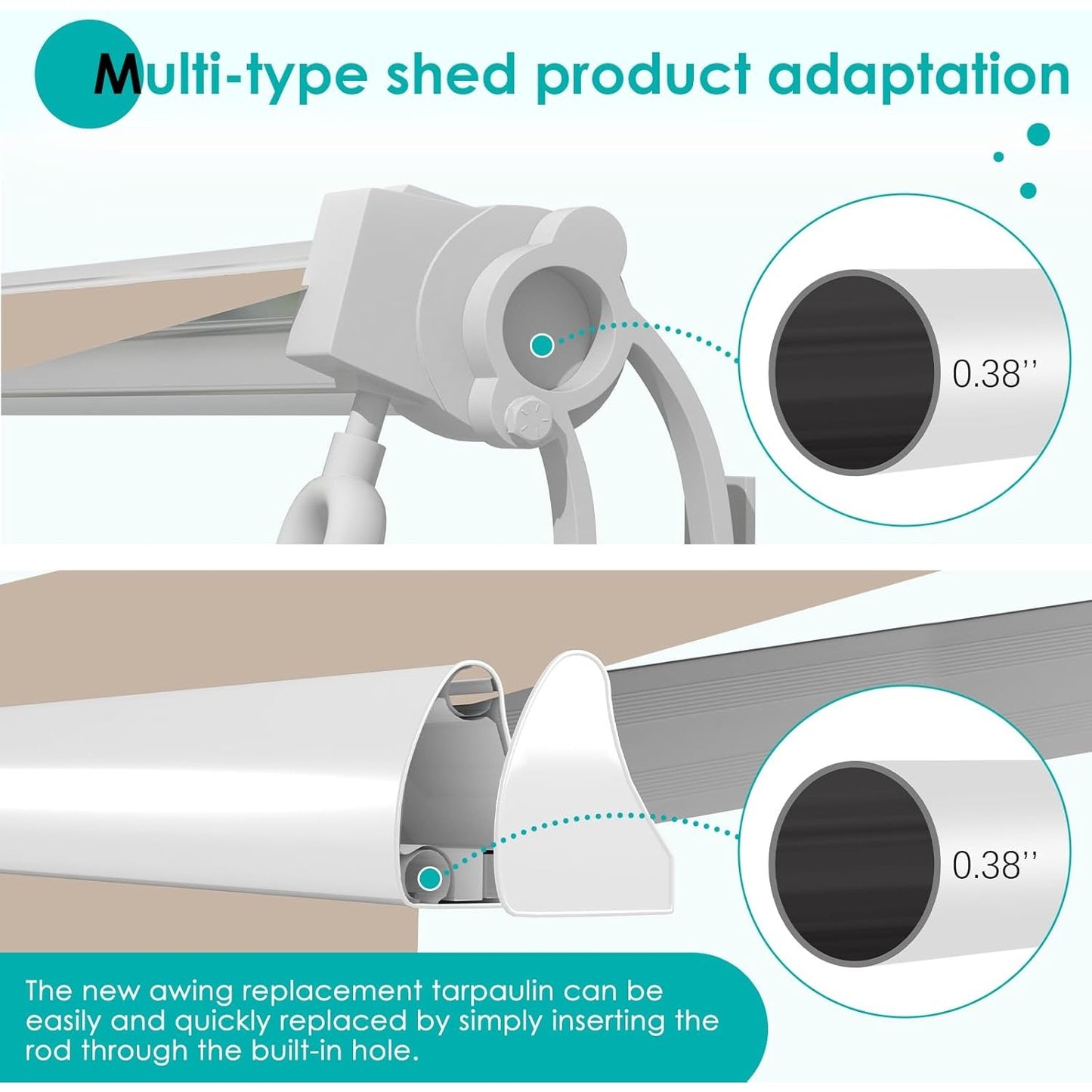 YODOLLA 8.2x6.5FT Retractable Awning Replacement Sunshade Canopy