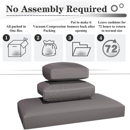 YODOLLA Outdoor Cushions, Fits 7-Seats Sectional Rattan Conversation Set, Memory Foam Cushions and Covers (Dark Grey)