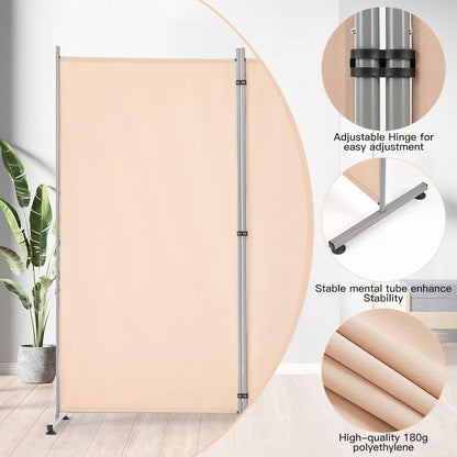 YODOLLA 4 FT Wall Divider and Folding Privacy Screens, Beige