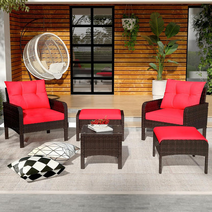 YODOLLA Outdoor 5 Pieces Patio Furniture Set, Red