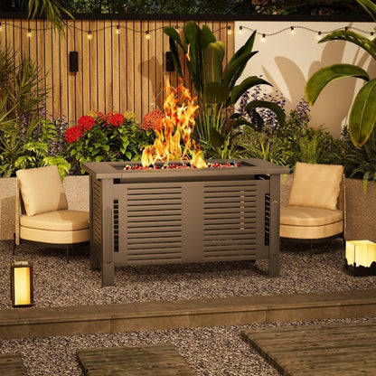 YODOLLA Fire Pit Table, Firepit Outdoor Table, 43 Inch, Black