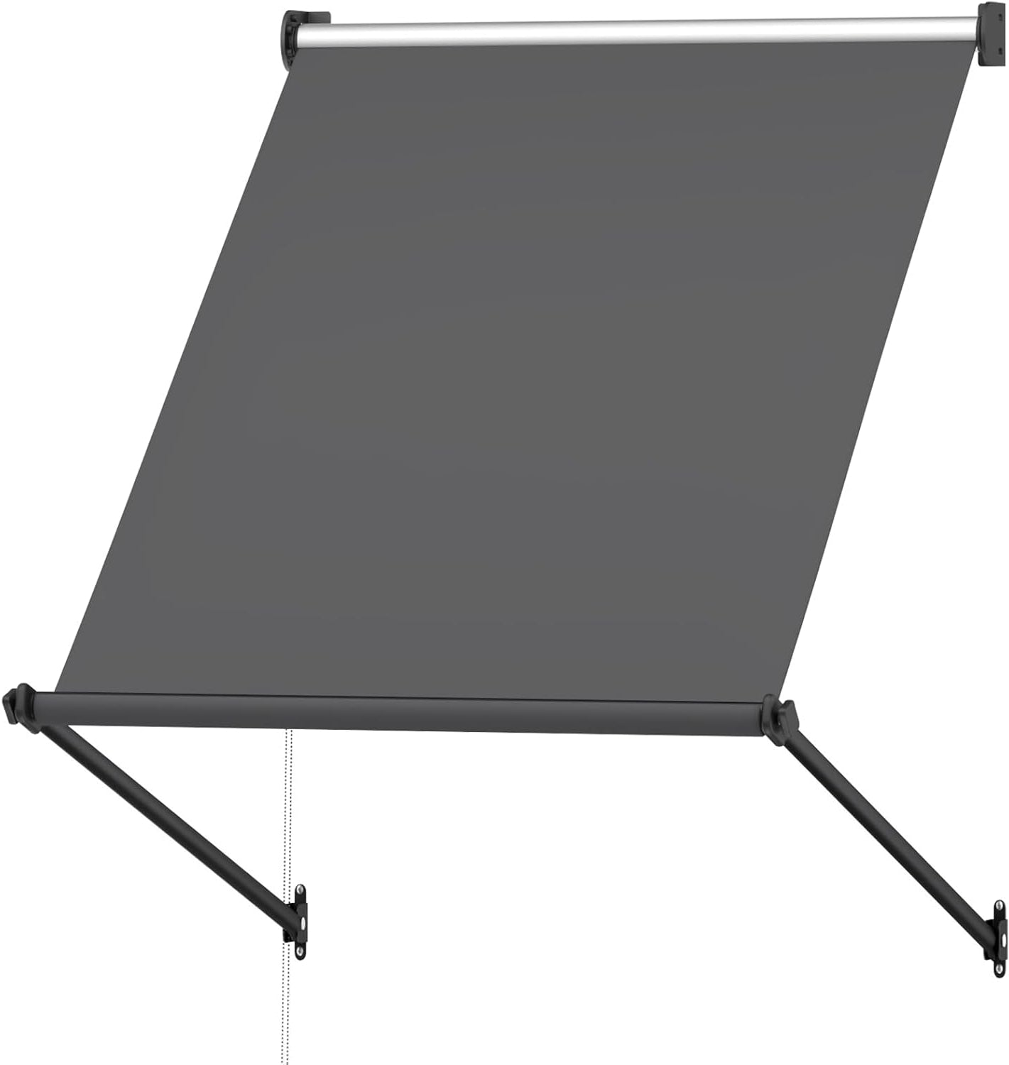 YODOLLA Retractable Awning, Manual Outdoor Awnings, Dark Grey