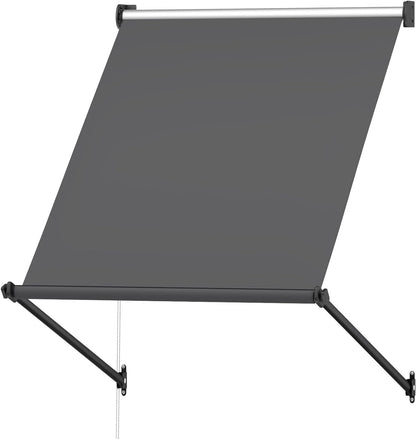 YODOLLA Retractable Awning, Manual Outdoor Awnings, Dark Grey