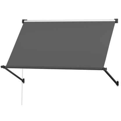 YODOLLA Retractable Awning, Manual Outdoor Awnings, Dark Grey