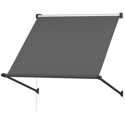 YODOLLA Retractable Awning, Manual Outdoor Awnings, Dark Grey