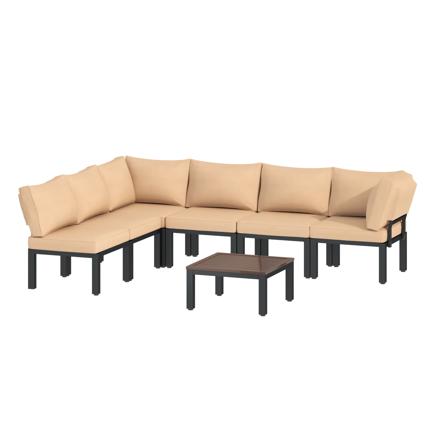 YODOLLA Outdoor Patio Furniture Set, 7 Piece Metal Patio Sectional Conversation Sofa