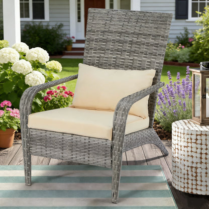 YODOLLA Patio Adirondack Wicker Chair, Gray