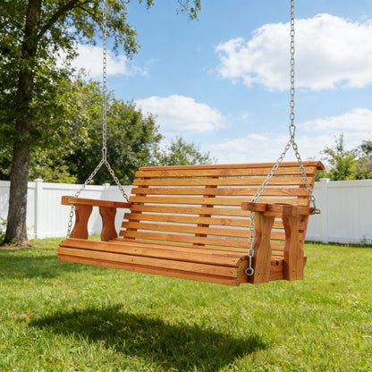 YODOLLA Upgraded 2-3 Person Outdoor Wooden Porch Swing, Natural