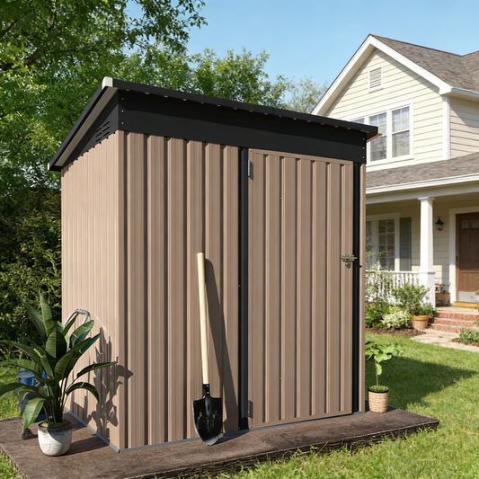 YODOLLA 5'x3' Outdoor Storage Shed, Brown