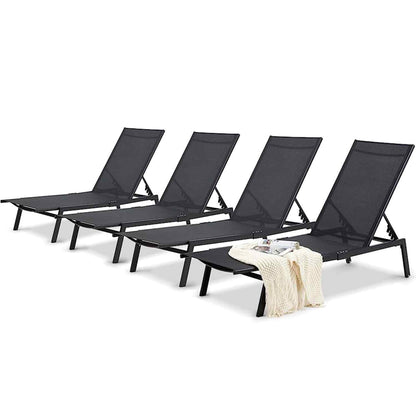 YODOLLA 4 PCS Curved Design Pool Lounge Chairs, Black