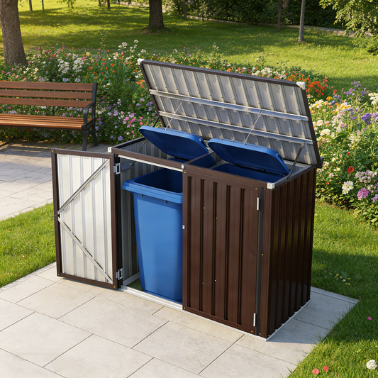 YODOLLA 46 Cu.Ft Outdoor Horizontal Storage Shed, Brown