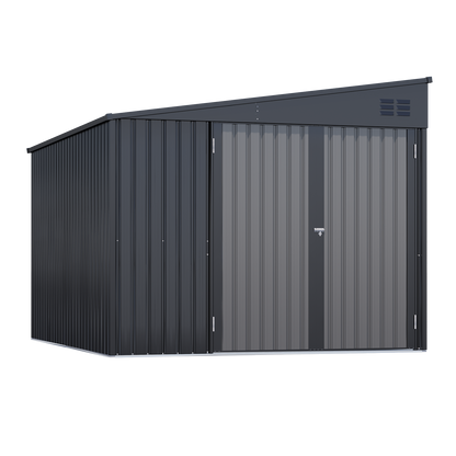 YODOLLA 8x10 Lean-to Shed, Outdoor Storage Shed, Dark Gray