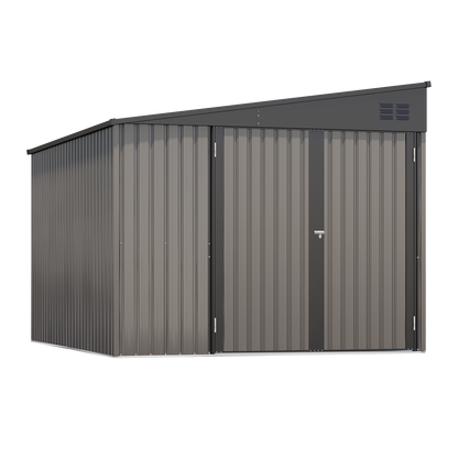 YODOLLA 8x10 Lean-to Shed, Outdoor Storage Shed, Gray