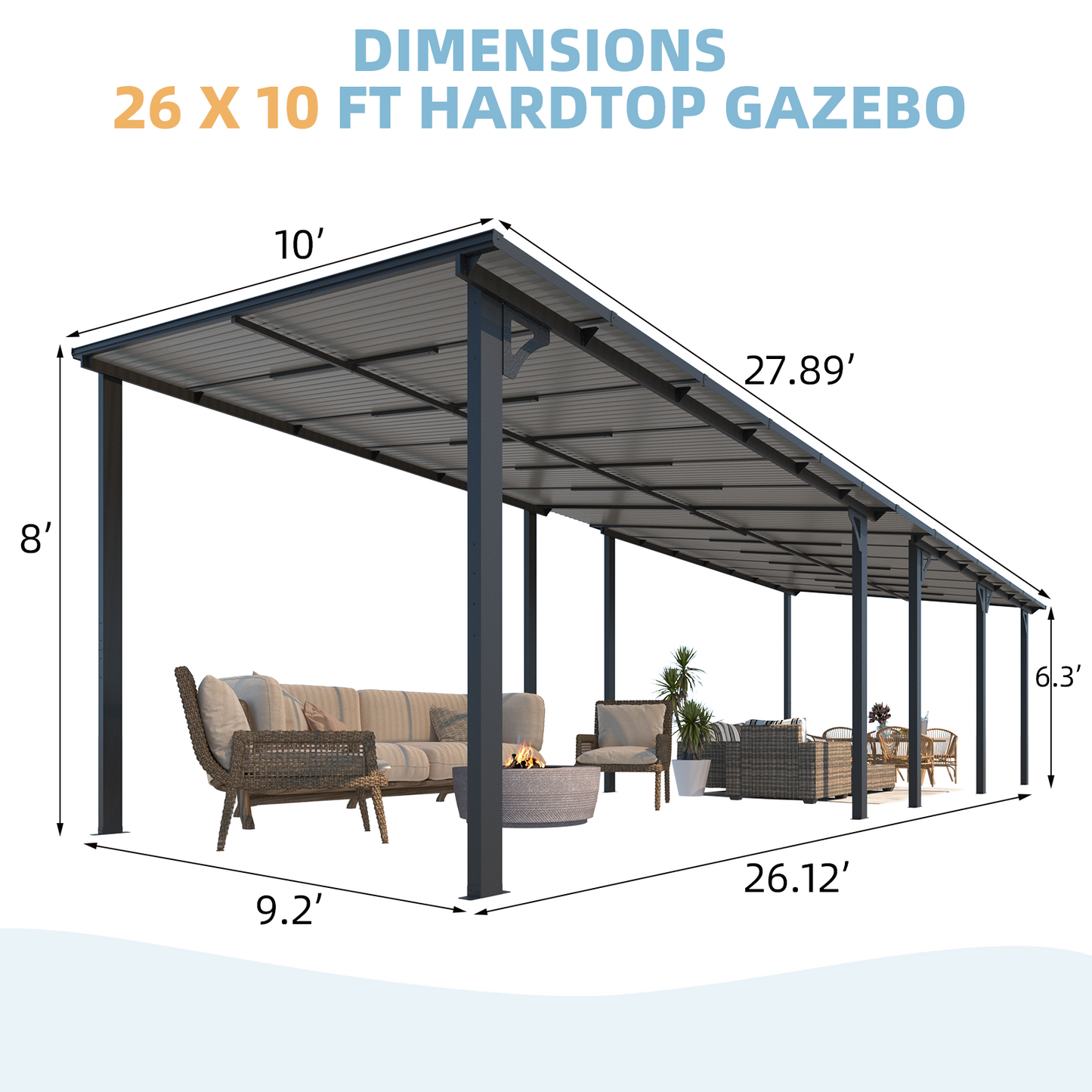 YODOLLA 8'/10'/12' Wide Wall-Mounted Gazebo Pergola Connector