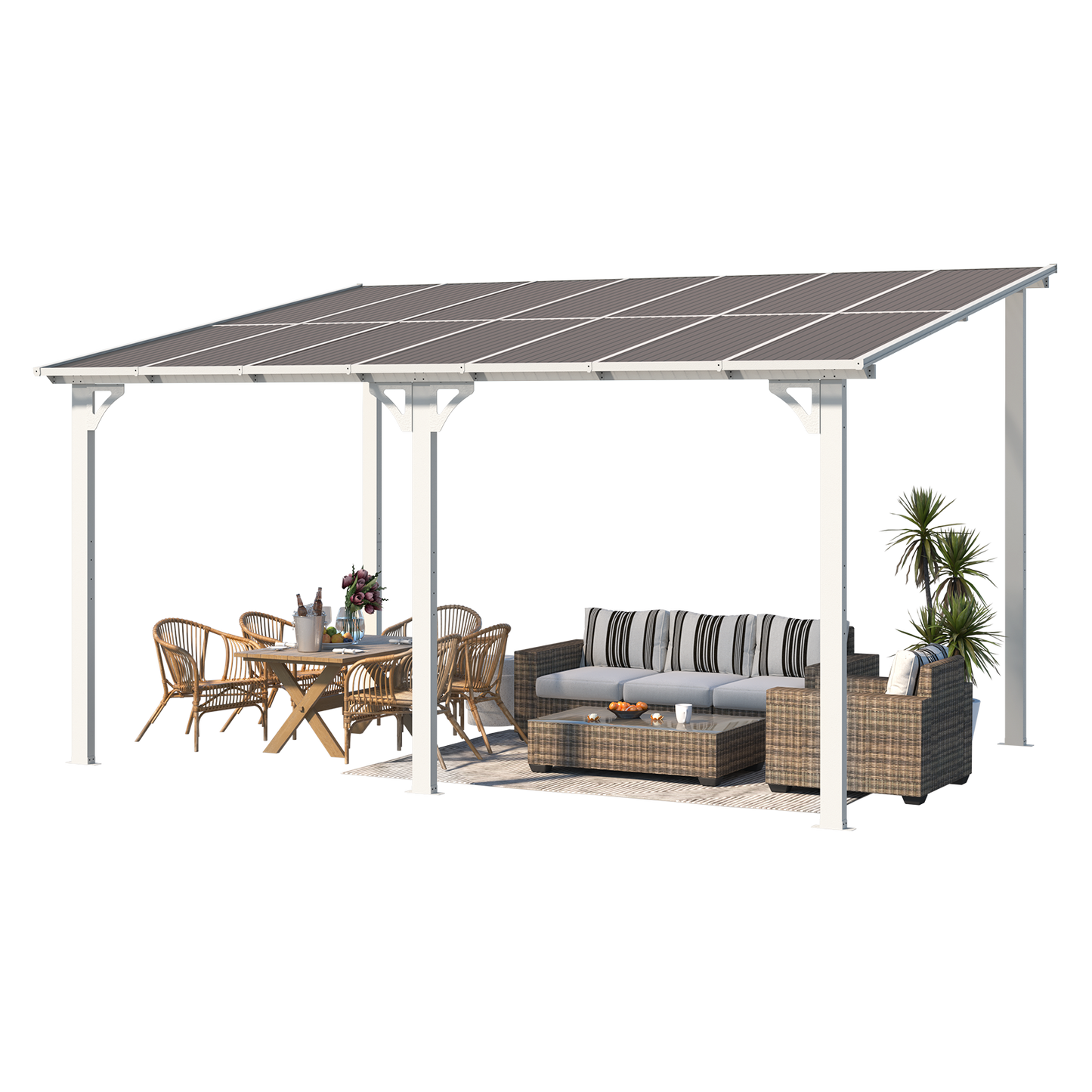 YODOLLA 10x14 Wall Mounted White Gazebo
