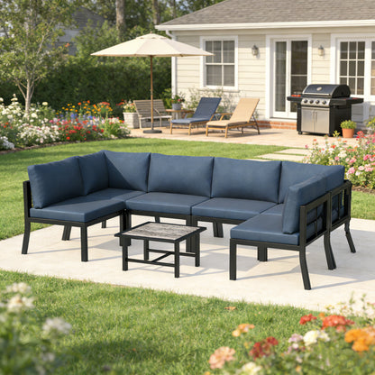 YODOLLA 7 Pieces Patio Furniture Set, Blue