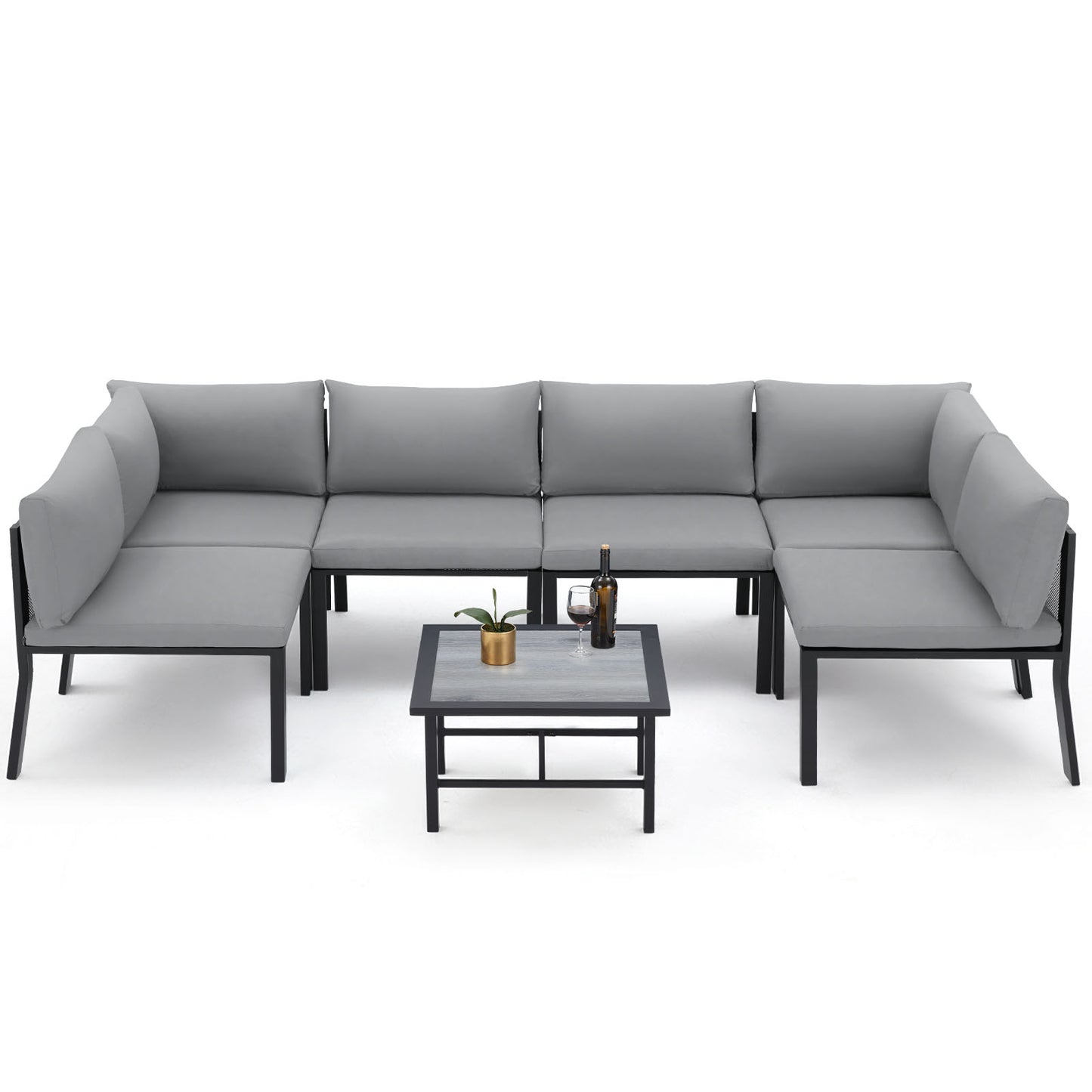 YODOLLA 7 Pieces Patio Furniture Set, Grey