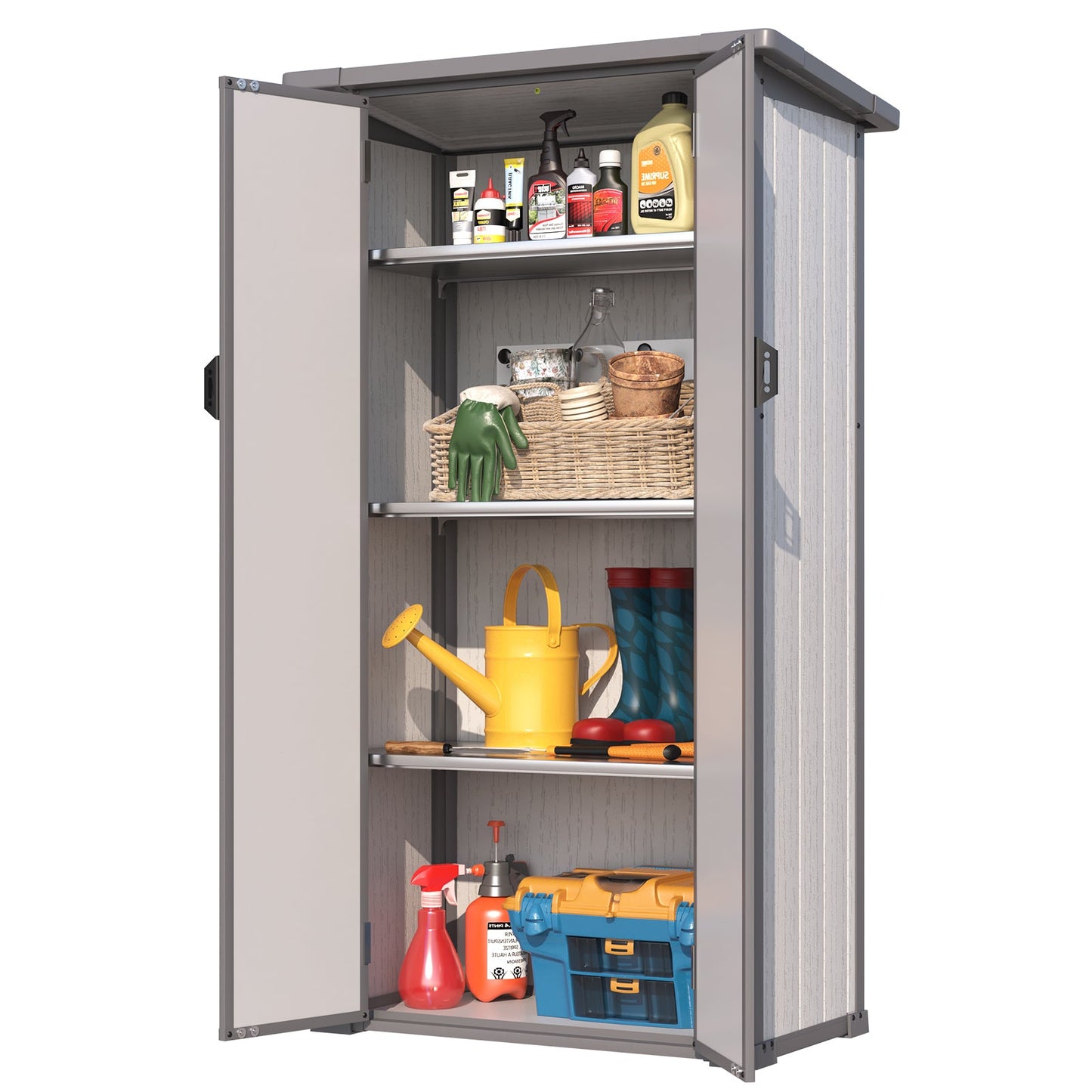 YODOLLA Waterproof Tall Resin Outdoor Storage Cabinet with Adjustable Shelves