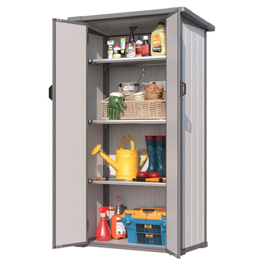 YODOLLA Waterproof Tall Resin Outdoor Storage Cabinet with Adjustable Shelves