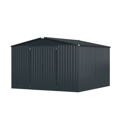 YODOLLA 10'x10' Metal Storage Shed, Dark Grey