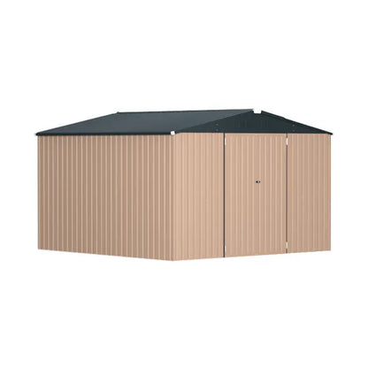 YODOLLA 10' x 10' Shed Outdoor Storage Shed with Lockable Doors, Grey