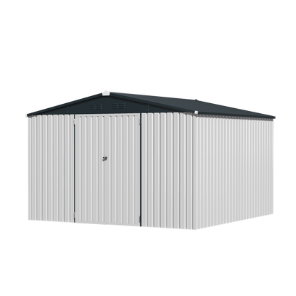 YODOLLA 10'x10' White Metal Storage Shed