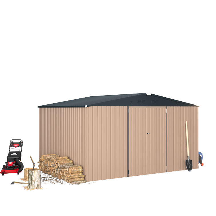 YODOLLA Shed 12' x 10' Outdoor Storage Shed, Grey