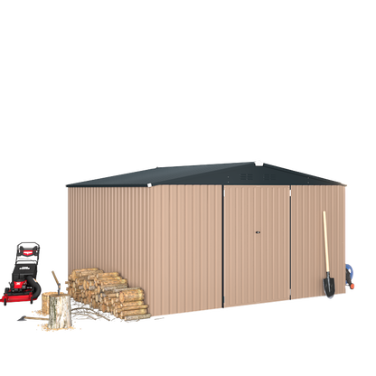 YODOLLA Shed 12' x 10' Outdoor Storage Shed, Grey