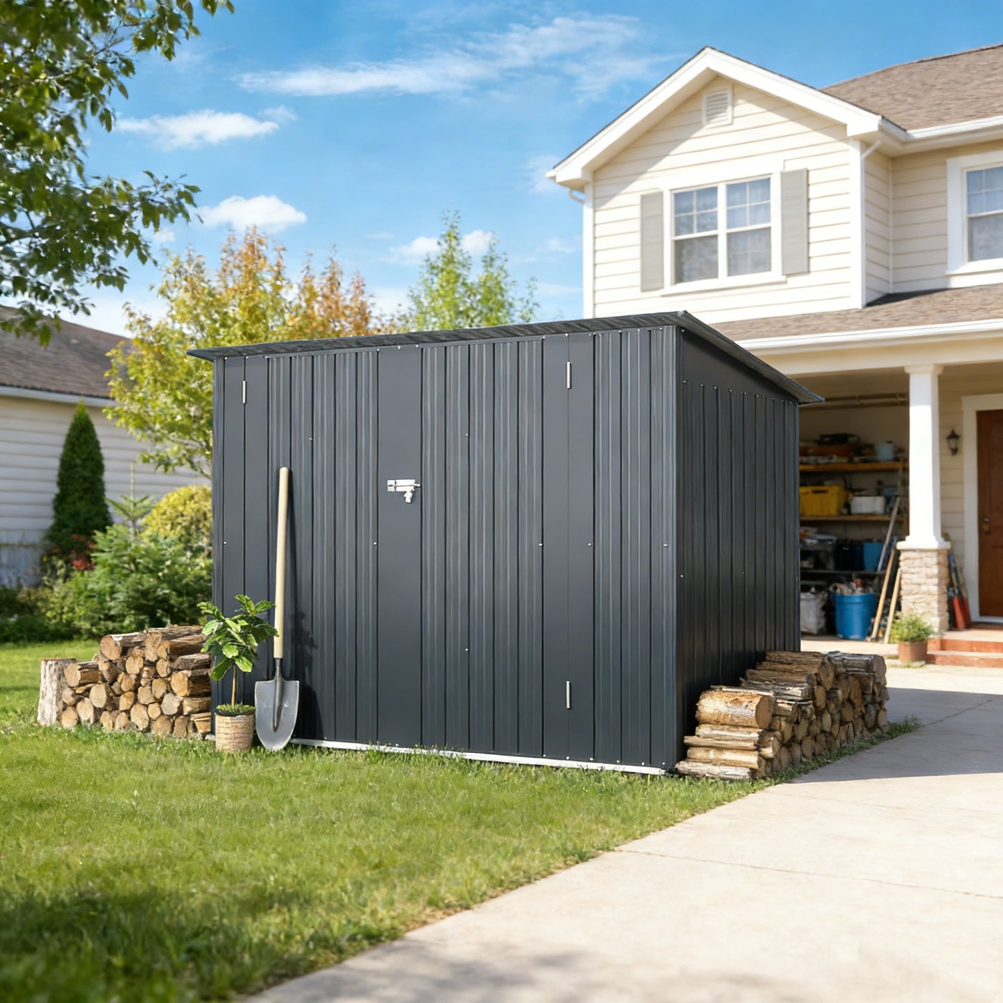YODOLLA 7x3 Small Metal Shed for Garden & Yard
