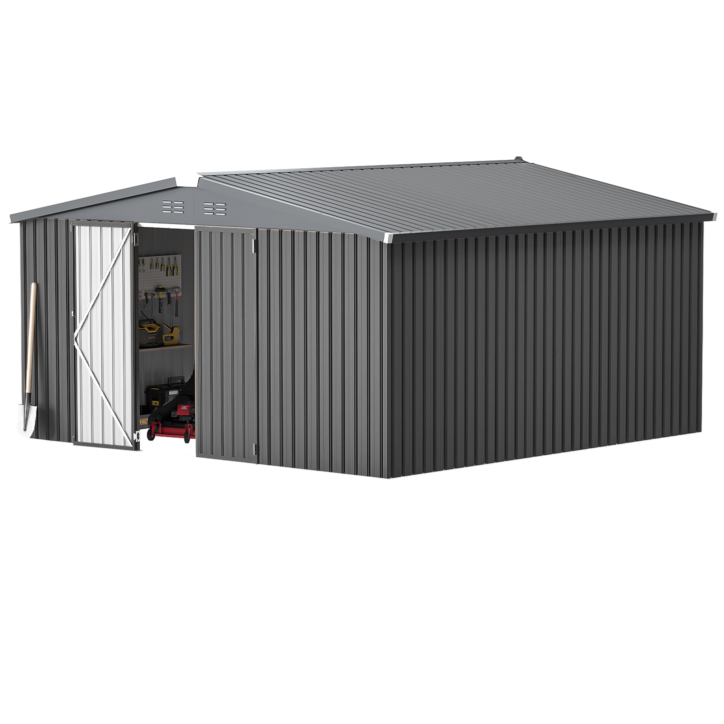 YODOLLA Shed 12' x 12' Storage Shed, Dark Grey