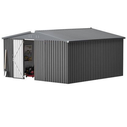 YODOLLA Shed 12' x 12' Storage Shed, Dark Grey