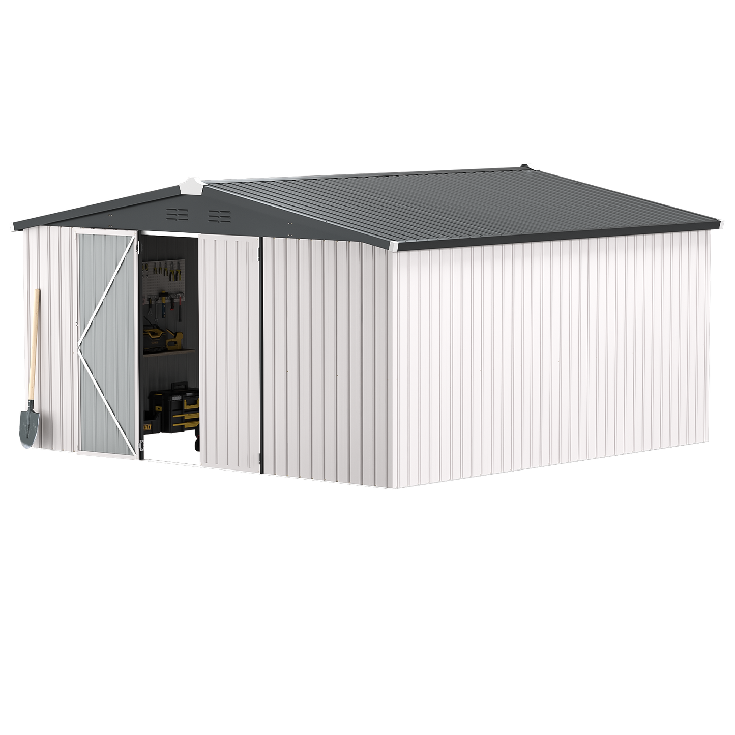 YODOLLA Shed 12' x 12' Storage Shed, White