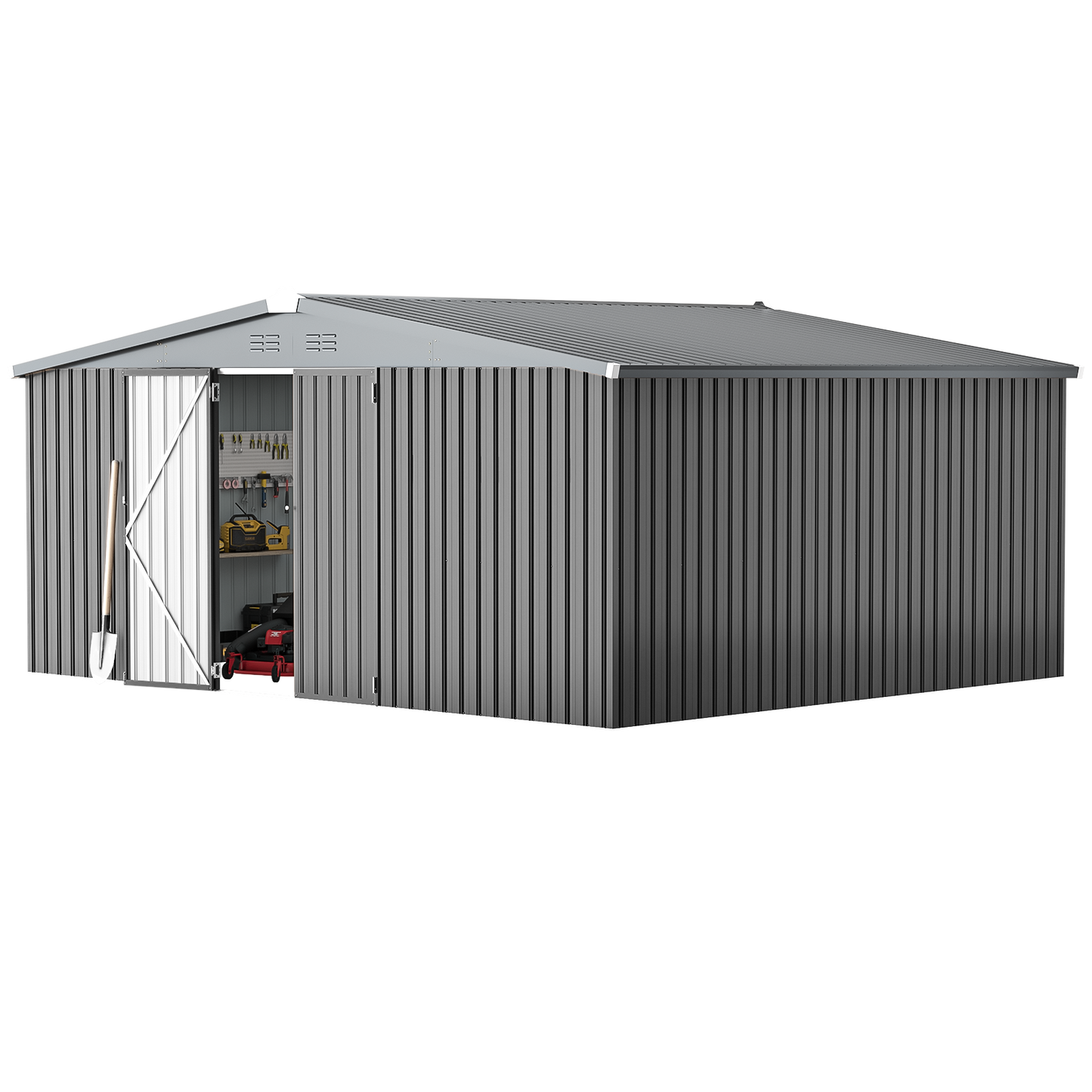 YODOLLA 14x12 Metal Storage Shed Outdoor Shed, Dark Gray